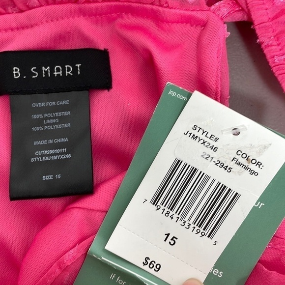 B. Smart Dress NWT Sleeveless Ruffles Knee Length Pink Junior 15 - Picture 12 of 16